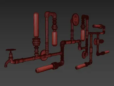 Wall lamp made of pipes LOFT 3D model