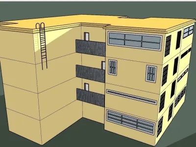 House in SketchUp colored and not-colored Free 3D model