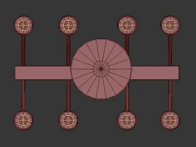 Modern 8 six light chandelier gold 3D model