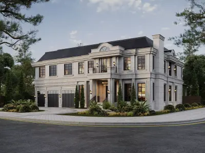 Neoclassical Villa Exterior Full 3D Scene Summer  3D model