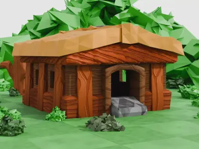 Cartoon Townhall map and landscape Free low-poly 3D model