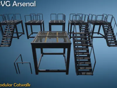 Modular catwalk - HQ Low-poly 3D model