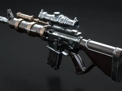  Steampunk Machine Gun with PBR Textures 
