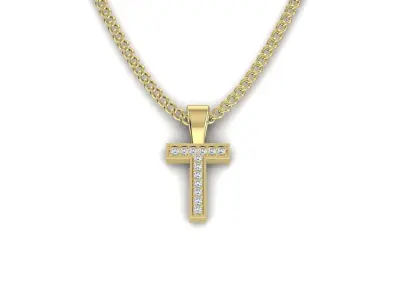 Pendant T cross with diamonds 3D print model