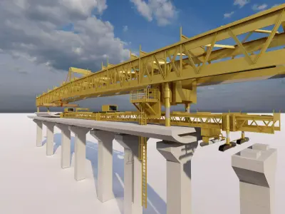 Bridge Construction 3D Model - Detailed Look into Infrastructure 3D model get