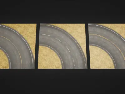 Roads Construction Kit Low-poly 3D model