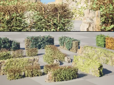 UK Hedgerow 3D Collection Low-poly 3D model