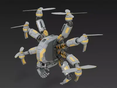 Industrial Multi Arm Drone Low-poly 3D model