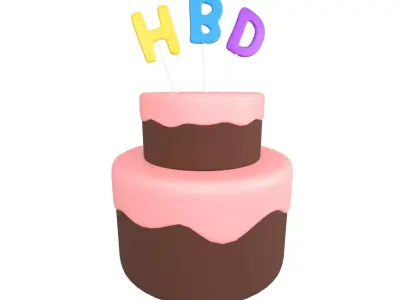 Birthday Cake v1 003 Low-poly 3D model