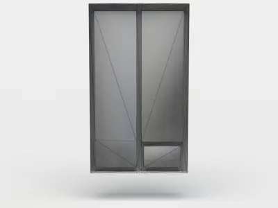 Window cabinet with two doors Low-poly 3D model