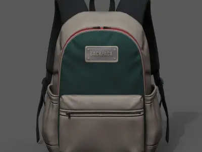 Backpack Camping bag baggage pockets Low-poly 3D model