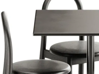 Bobby Upholstered Chair and Linear Steel Cafe Table by Muuto 3D model