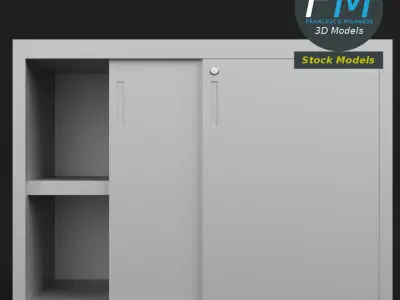 Filing cabinet with sliding doors 3D model