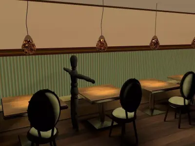 small vintage English tea room with crystal light 3D model