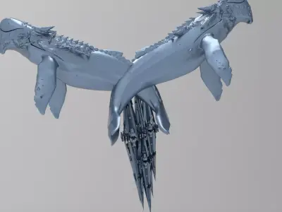 Deep Sea Sci fi whale Rig structure exterior fountain 3D model
