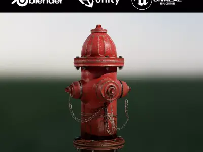 Fire Hydrant Game Ready Model Low-poly 3D model