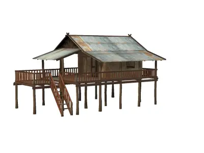 Hmong Old house two floors  3D model