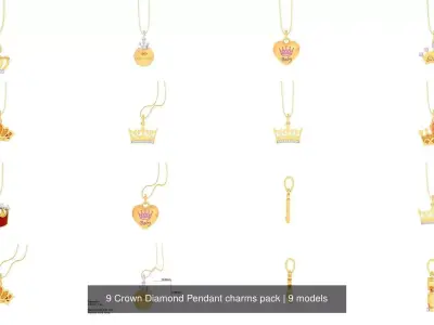 9 Crown Diamond Pendant charms pack