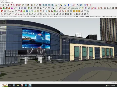 Shopping mall apartments with park sketchup model 3D model
