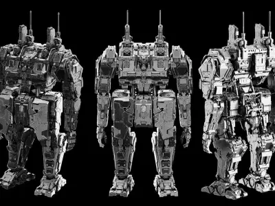Mecha Titan High-Detail Sci-Fi Combat Walker   3D Model 3D model