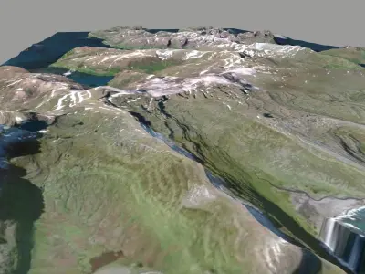 Mountain landscape Hodnstrandir Iceland 3D model
