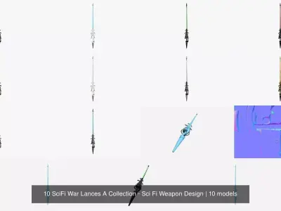 10 SciFi War Lances A Collection - Sci Fi Weapon Design 3D Model Pack