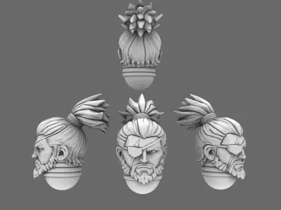 Cyber Samurai Exposed Ronin Heads 3D print model