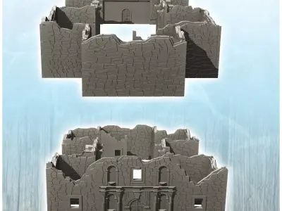 Ruined church at the Alamo Fort 28 - Cowboy USA America ACW Amer 3D print model