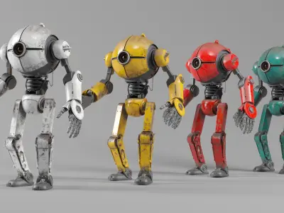 Retro Style 3D Robot Model Low-poly 3D model