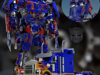 Optimus prime truck and robot 3D model