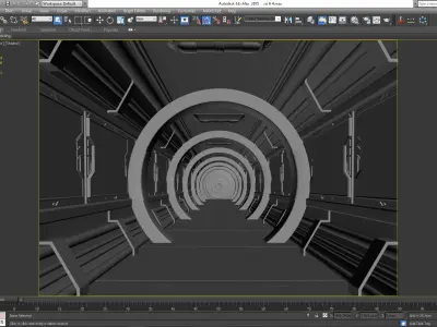 SCI FI INTERIOR SCENE SPACE SHIP CORRIDOR Low-poly 3D model