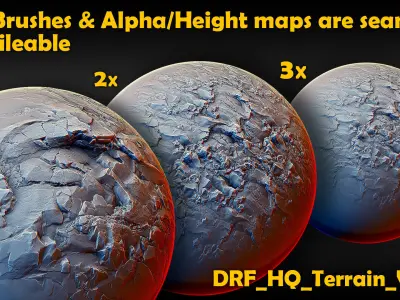 Ultra HQ Terrain Seamless Sculpt Zbrush brushes and Alphas Vol2 3D model