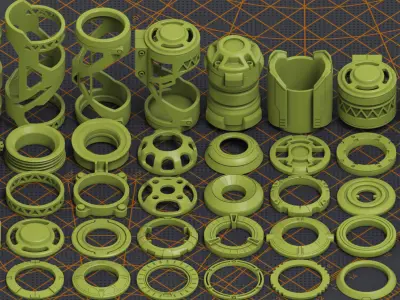 Mega Pack Hard Surface Kitbash 320 DETAILS 3D model