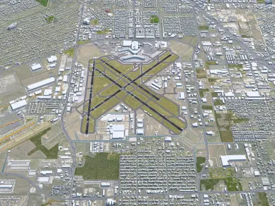 Houston William Hobby Airport 10km Low-poly 3D model