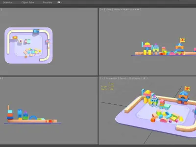 A bunch of building block toys Low-poly 3D model