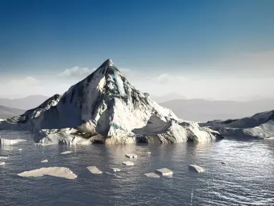 icescape Mountain snow polar pole ocean water arctic cold  3D model