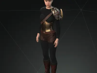 Steampunk rigged character Low-poly 3D model