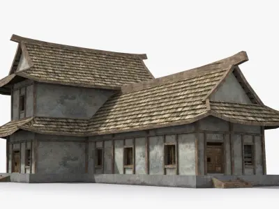 Ancient house x3 Low-poly 3D model