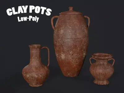 CLAY POT Game Ready Low Poly Low-poly 3D model