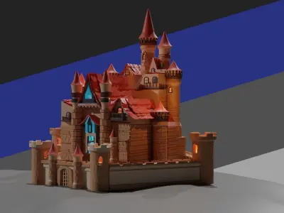 Fantasy Magical Castle Game Ready Low-poly 3D model