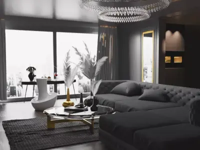 LIVING ROOM INTERIOR DESIGN MADE IN BLENDER 3D model