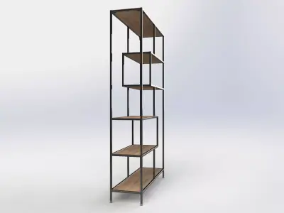 Industrial Metal Wood Shelf Unit 3D model