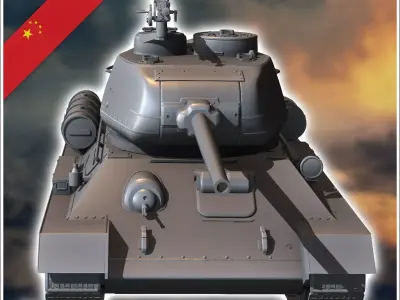 T-34-85 Type 58 Gai - Chinese Modern army Military miniatures Pe 3D print model V1