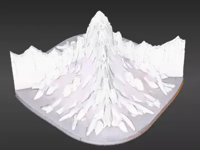 Snowy Mountain Peak Stylized Environment Background 3D Model Low-poly 3D model