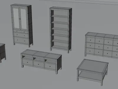 Furniture Set ikea chest of drawers Low-poly 3D model