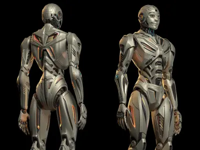 Futuristic Robot Man 3 - Rigged 3D model