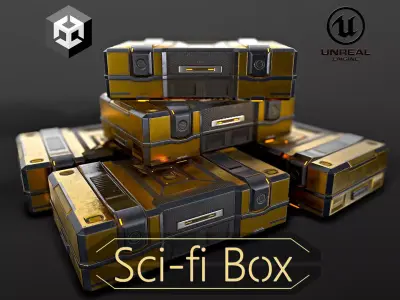 Sci-fi Box Game ready Low-poly 3D model