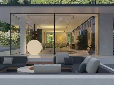 Interior Scene Japandi - 3d Model - Lighting 3D model