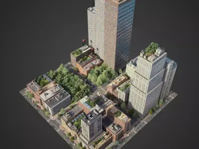 Realistic City District C2-A18 3D model