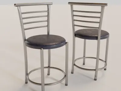 Stainless Steel Artificial Leather Chair Low-poly 3D model